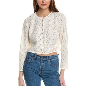 Frame Ivory Off- White Eyelet top, XS